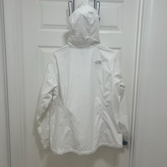 The North Face HyVent White Hooded Rain Jacket Womens XL Lightweight Waterproof - Picture 7 of 10